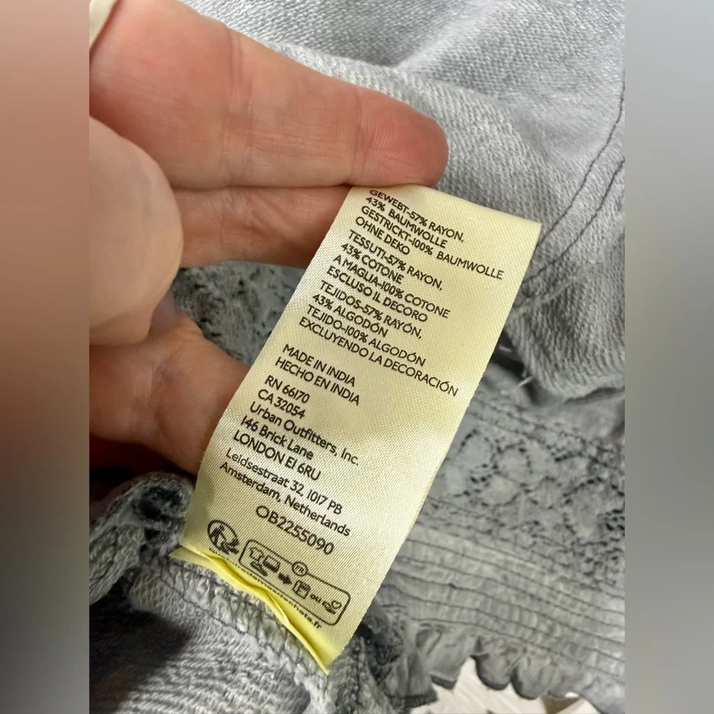 Pilcro Cropped Babydoll Blue/Gray Ruffle Sweatshirt - Picture 7 of 7